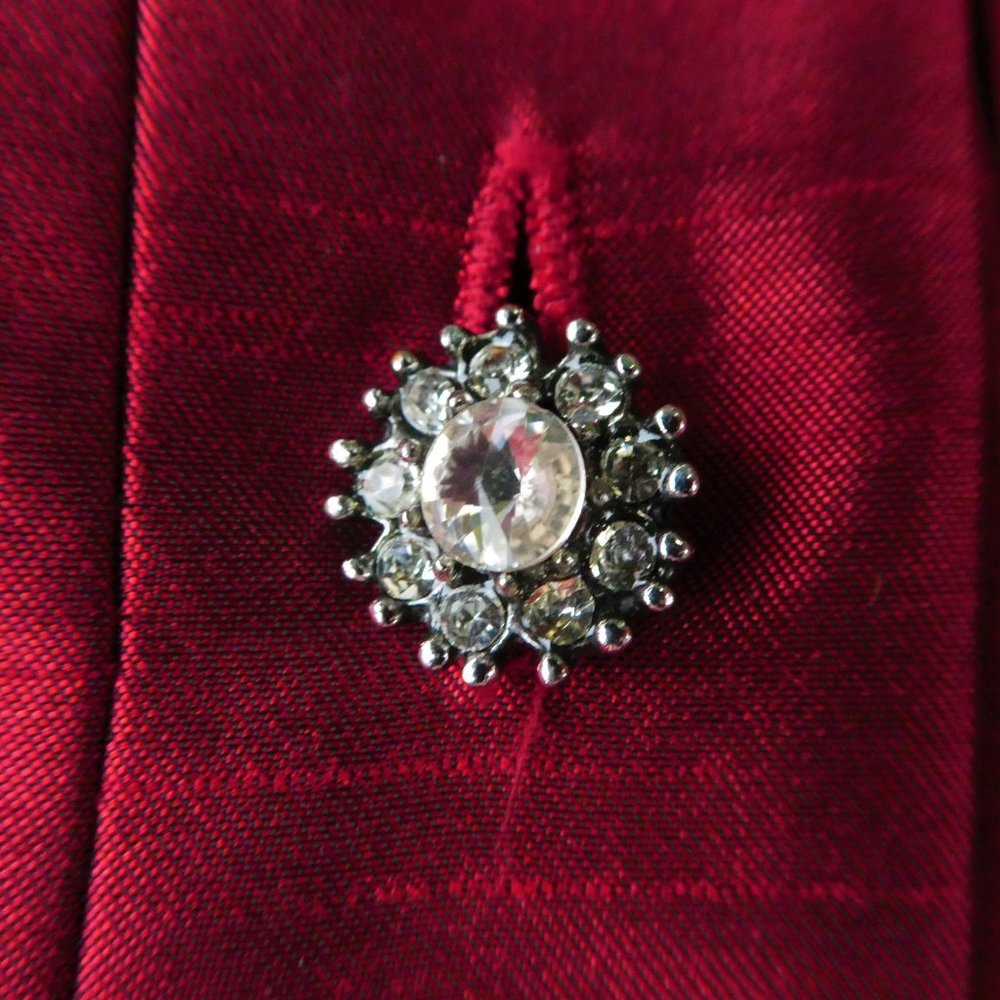 Vintage 90s Y2K Red Blazer Red Rhinestone Jewel Stone Buttons Lined Princess 6 - Picture 8 of 14